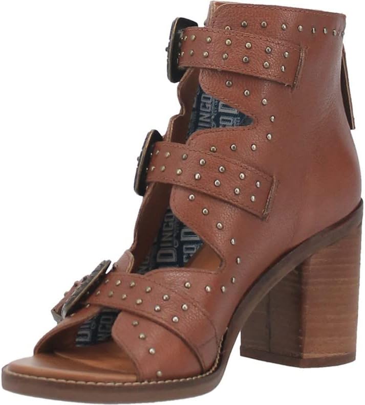 Dingo Fashion Boots Womens #Ziggy Buckles Open Toe 8.5 M Tan DI787
