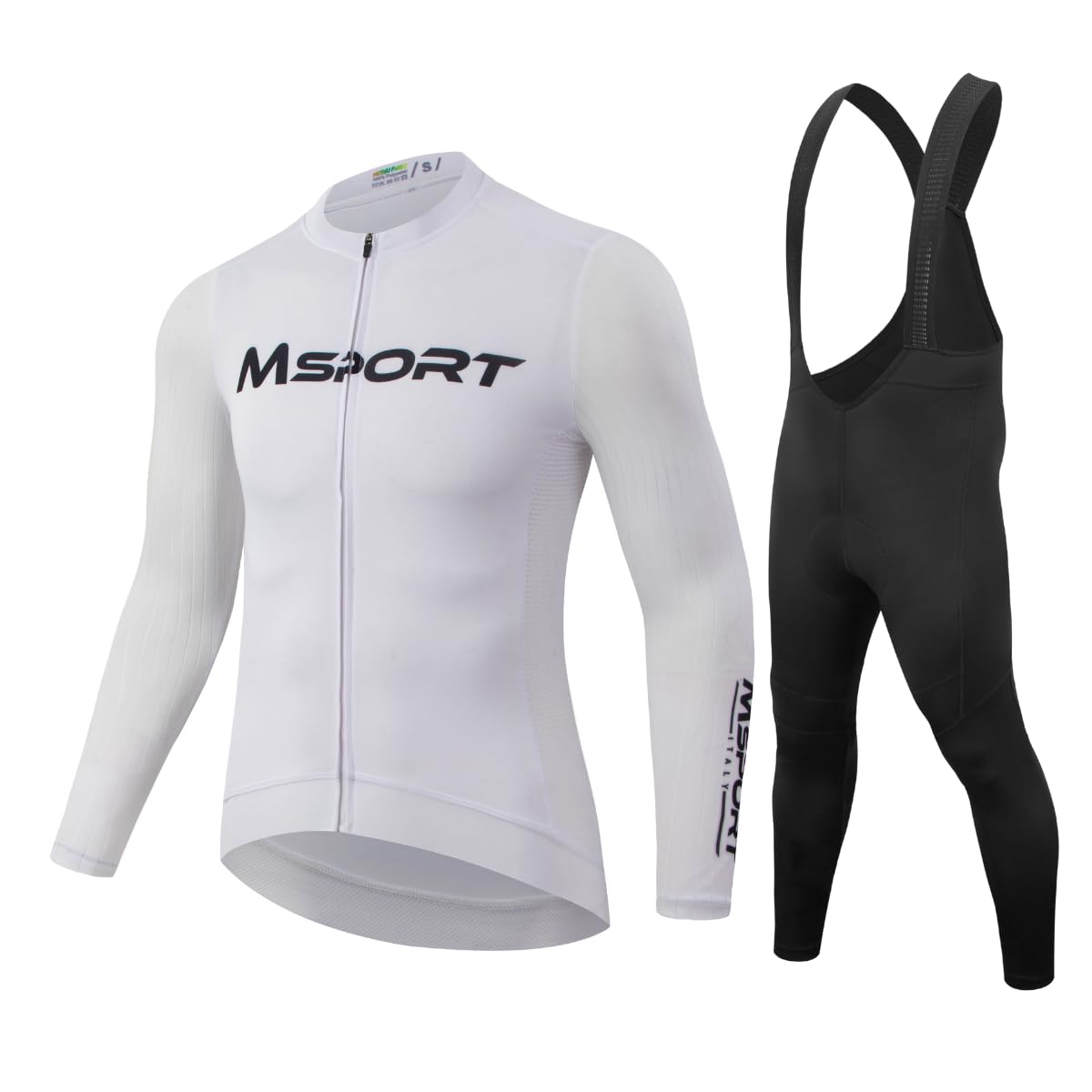 Msport Completo Ciclismo Invernale – Maglia Termica a Manica Lunga + Salopette con Fondello in Gel Antishock