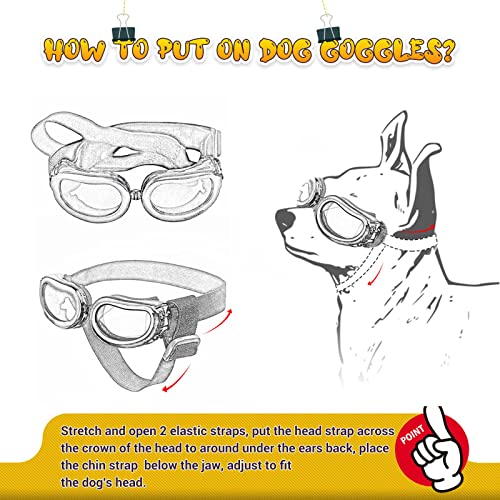PETLESO Hunde Sonnenbrille für Kleine Hunde Hundebrille Wasserdichter Anti-UV Schutzbrille für Kleine Hunde - Gelb