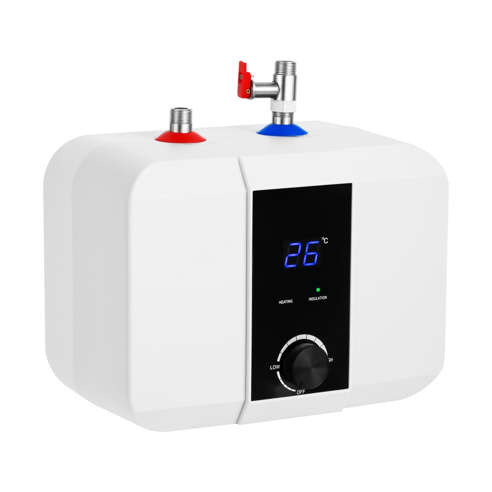 Scaldabagno elettrico da 6 l, mini scaldabagno con indicatore a LED, serbatoio di stoccaggio della caldaia elettrica regolabile da 0 a 65 °C, per lavello da cucina, bagno, lavandino