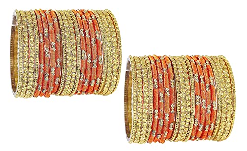 Image of NMII Acrylic (Plastic) With Silk Thread & Beads Studded Worked Glossy Finished Kada Set For Women and Girls