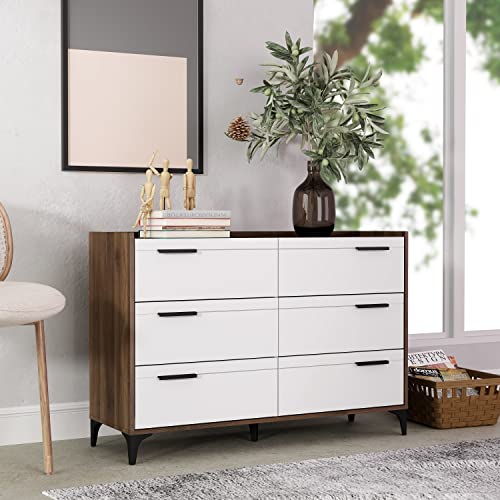 Galano Laury 6 Drawer Dresser - Dressers - Dressers & Chest Of Drawers - Dresser For Bedroom - Dresser Organizer - Tall Dresser - Wood Dresser - Amber Walnut #TOP7