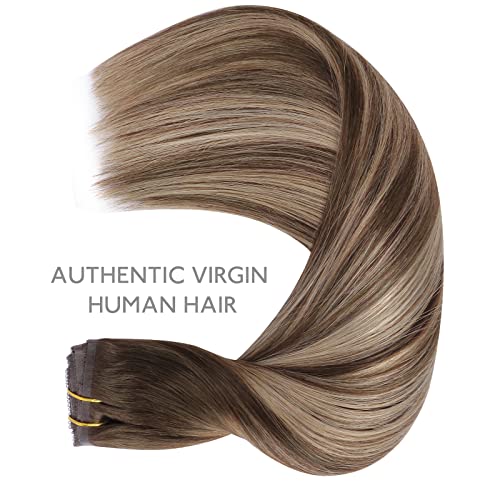 Image of WENNALIFE Invisible Edge Seamless Clip in Hair Extensions Real Human Hair