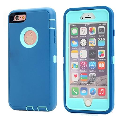 AICase iPhone 6, iPhone 6S [Heavy Duty] Built-in Screen Protector Tough 3 in 1 Rugged Shockproof Cover (Blue with Belt Clip)