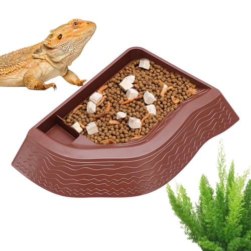 Cuenco de agua para tortugas – Pequeño cuenco de baño para reptiles | Cuenco de doble capa anti ascensor, terrario, tortuga, gecko, lagartija anfibia, accesorio de hábitat para bañarse y beber