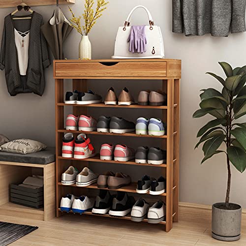 Soges 5-Tier Free Standing Shoe Rack, 29.5 Inches Wooden Shoe Shelf, Entryway Shoe Organizer Storage Cabinet, Teak L24-Xtk #TOP1