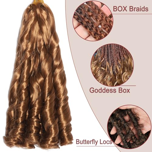 French Curl Braiding Hair 18 Inch 8 Packs Curly Braiding Hair Pre Stretched French Curl Crochet Braids extensions for braiding (30# - Image 4