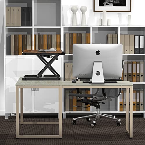 Shw 32" Over Desk Height Adjustable Standing Desk With Drawer, Rustic Brown #TOP3