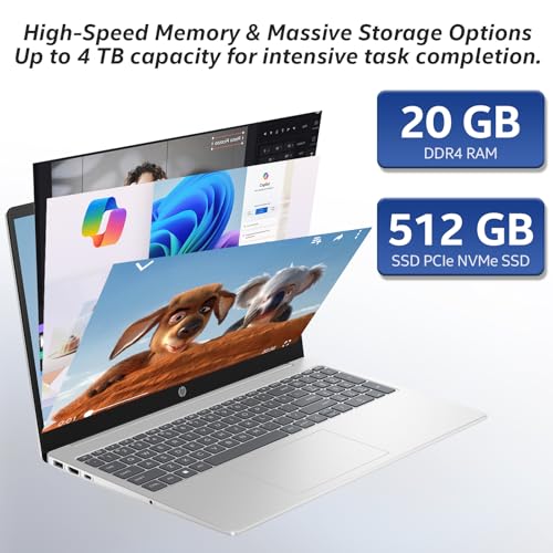 Image of HP 17 inch laptops, AMD Ryzen 5 7430U(Beats i7-1355U), 20GB RAM 512GB NVMe SSD, Windows 11 Pro + Office 365 for the Web, 17.3 inch FHD IPS, USB-C, Numeric Keyboard, w /AI Voice Recorder