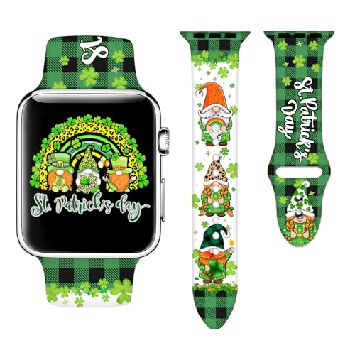 St Patricks Day Accessories Sport Watch Band Compatible with Apple Watch 38mm 40mm 41mm for Women Men,Adjustable Replaceable Silicone Smartwatch Straps for iWatch SE 10 9 8 7 6 5 4 3 2 1