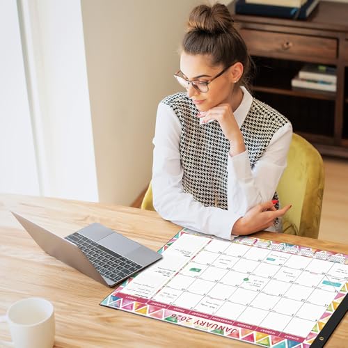Image of Ospelelf Desk Calendar 2026-2027 Large 22 inchx17 inch Monthly Family Planner Pad with Protective Cover 18 Months January 2026 - June 2027 Geometry
