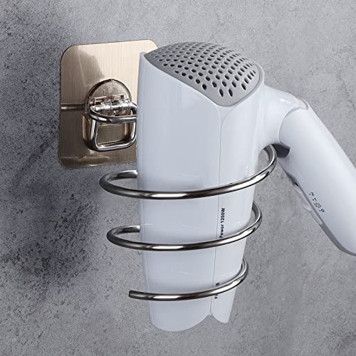 CEPLO Stainless Steel Hair Dryer Holder β Wall Mounted, Self Adhesive Spiral Organizer Rack for Bathroom, Punch-Free Blow Dryer Stand, Anti-Rust Styling Tool Storage (Silver) 3