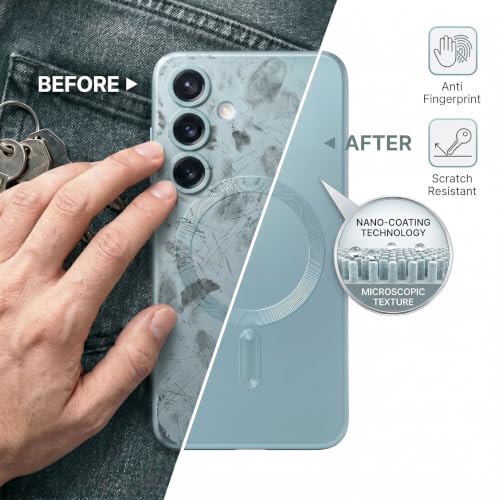 Image of amazon basics Premium Mag-Safe Case for Samsung Galaxy A54 5G | Shockproof & Anti-Scratch Cover | Soft Silicone with Wireless Charging | Camera Lens Guard - Blue