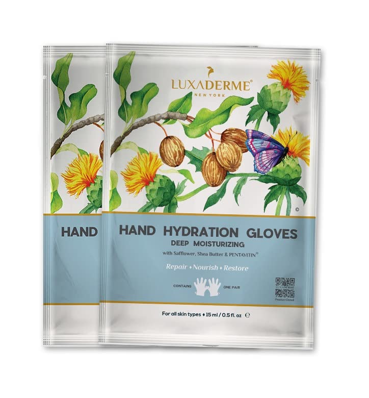 LuxaDermeDeep Moisturizing Hand Hydration Gloves with Safflower Oil, Allantoin and Star Anise, 15ml - Pack of 2