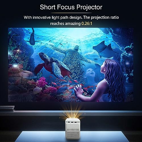 Image of AUN Short Throw Projector 720P Native HD Portable Projector for Home 4K Support Android 10 YouTube Builtin Apps 5G WiFi Auto Keystone 4000 lumens 200 inch Screen Home Cinema Projector