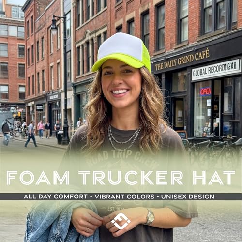 Image of Funky Junque Blank Mesh Foam Lightweight Snapback Trucker Hat | Lightweight Foam Trucker Hat with Breathable Mesh Back, Golf Beach and Street Style, Trendy Trucker Hats for Men