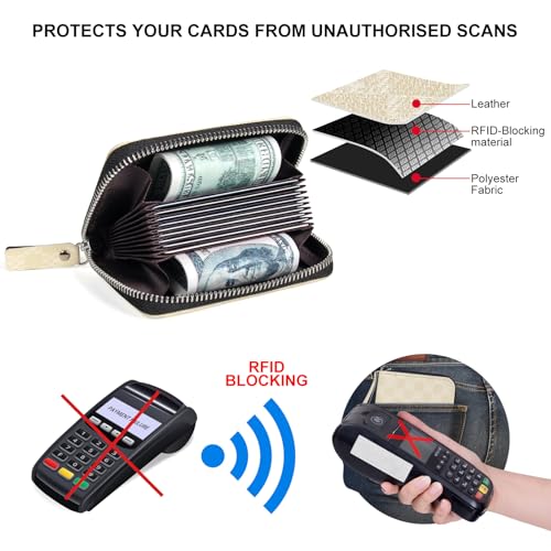 Image of Credit Card Wallet, RFID Card Case Wallet, Zipper Card Cases Holder for Men Women, RFID Blocking, KeyChain Wallet, Compact Size Card Organizer Case for Women