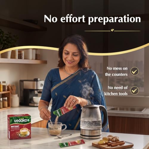Image of Amazon Brand - Vedaka Premix Tea 36 Sachets | Instant Masala Chai | Just Add Hot Water | No Boiling Needed | Travel Friendly | Ready in Seconds