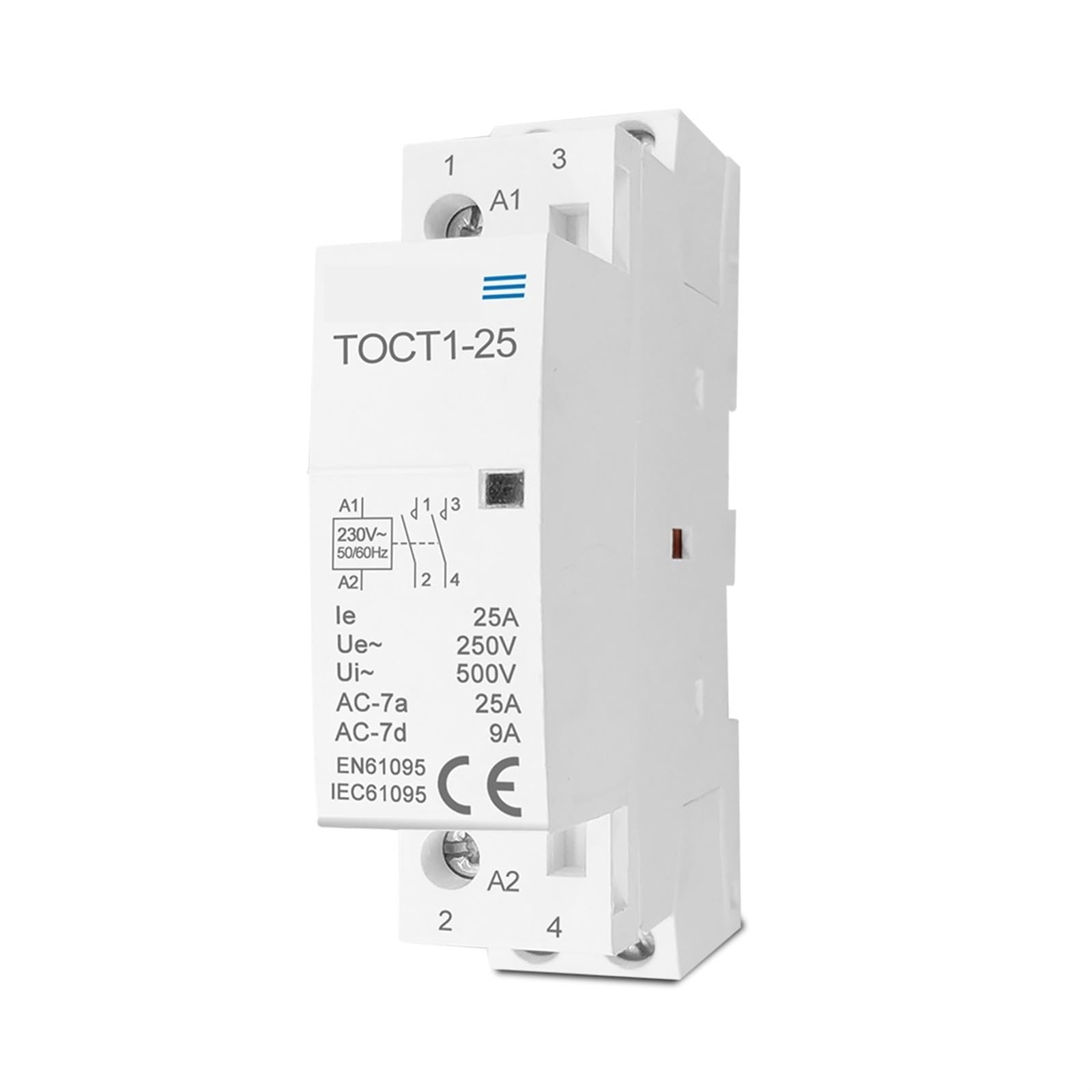 Stycznik modułowy AC do użytku domowego, 2P, 25A, 220V/230V, 50/60Hz, do szyny DIN, 110V, 230V, 24V, NA/NC, 1 szt. (24 V, 1 szt.)