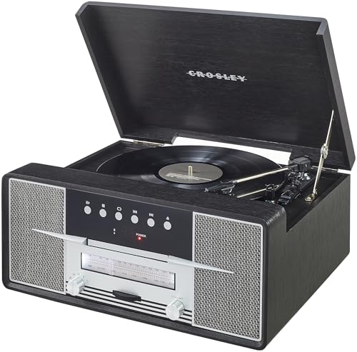 Crosley CR7016A-BK Rhapsody 7-in-1 Bluetooth 3-Speed Vinyl Record Player Turntable, CD Player, AM/FM Radio, Black - Les Beatles, Paul McCartney, John Lennon, RIngo Starr, George Harrison Crosley CR7016A-BK Rhapsody 7-in-1 Bluetooth 3-Speed Vinyl Record Player Turntable, CD Player, AM/FM Radio, Black – Image 7