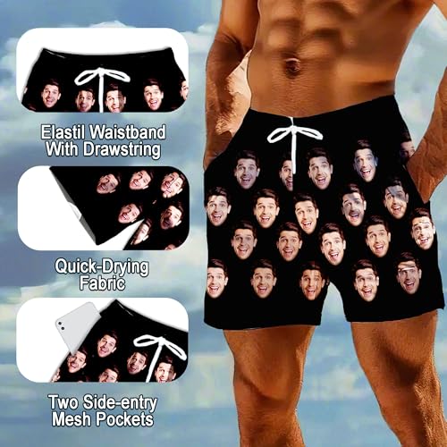 FunStudio Custom Mens Swim Trunks Personalized Quick Dry Beach Board Shorts with Face Gift for Men Dad Boyfriend Husband4