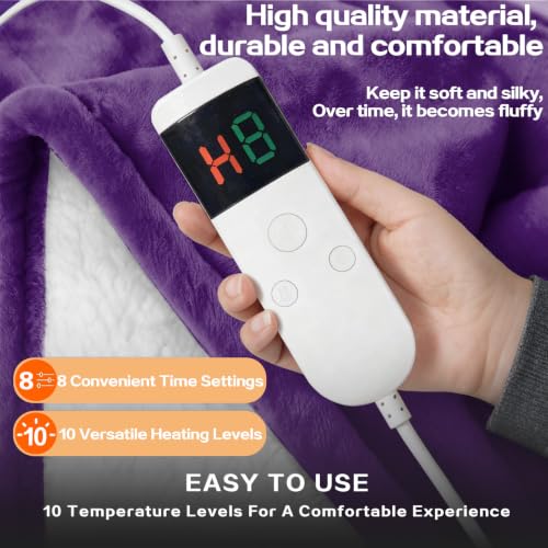 Image of Wearable Heated Blanket With Sleeves & Foot Pocket, Heated Throw Blankets Fast Heating Blanket With 10 Heat Settings Auto Shut Off Over-Heat Protection-Warm Gift, Machine Washable, 52 inch*72 inch+18 inch
