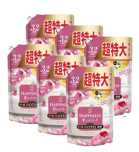 P&G レノアハピネス 夢ふわタッチ 柔軟剤 詰め替え 超特大 1220ml × 6個 (アンティークローズ)