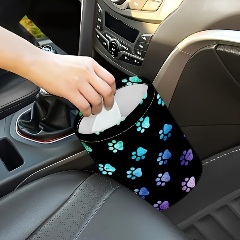 Image of Portable Reusable Waterproof Car Trash Bin, Multipurpose Vehicle Organizer, Road Trip Essentials (Dog paw 3)