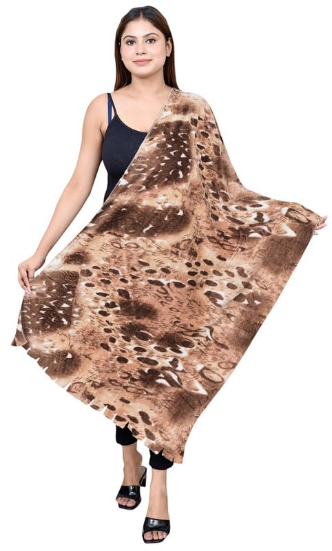 RIZART Tiger Print Velvet Winter Stole/Shawl for Women & Girls