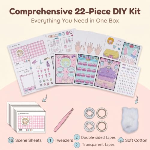 Image of PATPAT 2Pcs DIY Paper Quiet Book Cute Makeup-Theme Scene Activity Book