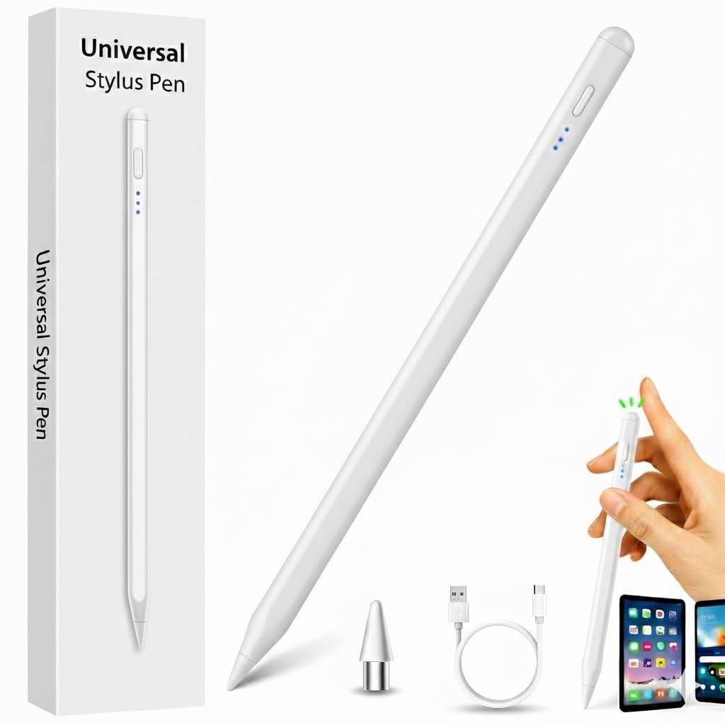 Touchscreen Stylus Pen Compatible with iPad, iPhone, Android Tablets & Smartphones, Capacitive Stylus, White Color-image-47