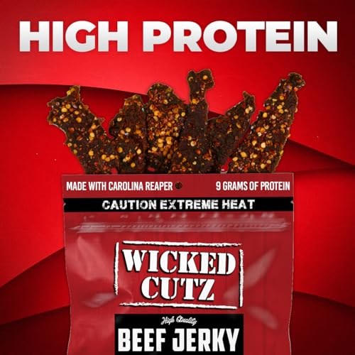 Image of Wicked Cutz Carolina Killa Super Spicy Beef Jerky, 27g Protein Per Bag, Tender & Easy to Chew Alternative to Beef Sticks with Carolina Reapers, USA Made High Protein Carnivore Snacks (2 Bags)