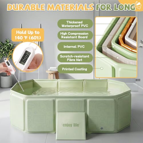 Image of Orzbow Toddler Bathtub with Side Drain Plug, Portable for Travel, Green