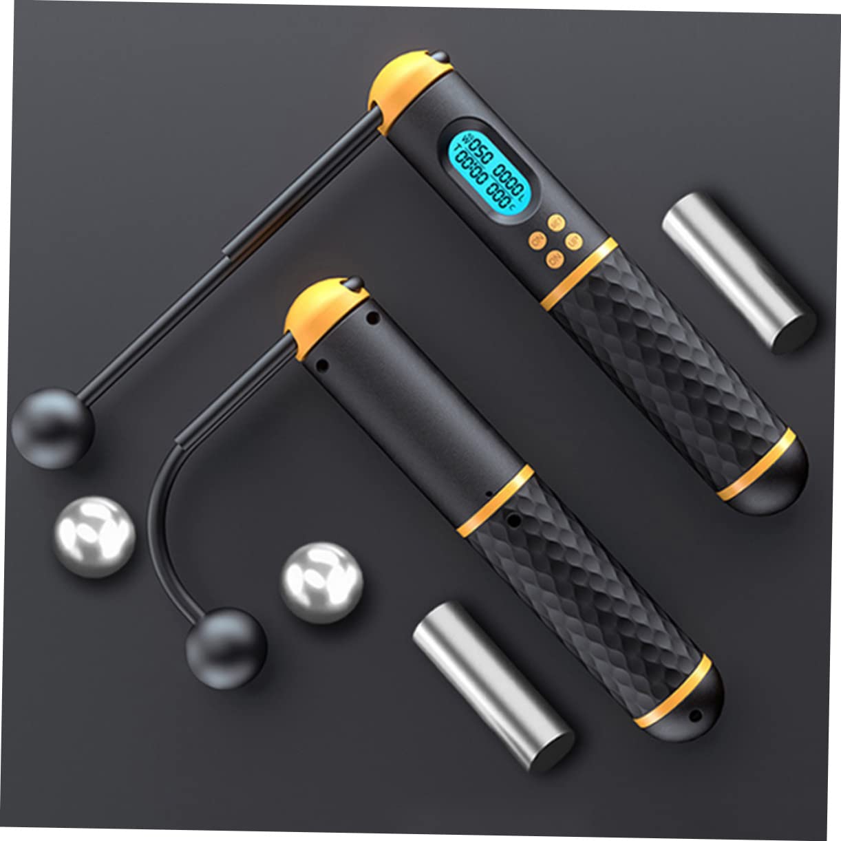 Happyyami 1set Corda Per Salto Con Contatore Elettronico e Manici Pesati Corda Da Fitness Per Esercizi Boxe Mma e Allenamento Palestra Grovigli