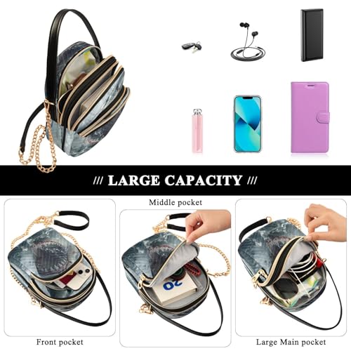 Quilted Crossbody Bags for Women,Great White Shark Women's Crossbody Handbags Small Travel Purses Phone Bag 6