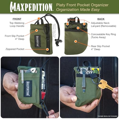 Image of MAXPEDITION Platy Pocket Organizer, Durable EDC Tool Pouch for Men, Neck Wallet with Paracord Lanyard, Holds Flashlight, Multitool, Pen, Notebook