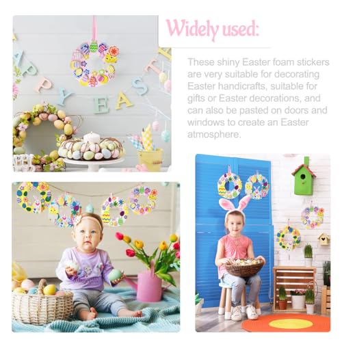 Wishstar 8 Stück Ostern Basteln Kinder, Oster Kranz DIY Kit, Kaninchen Ei Osterkranz Bastelset, Moosgummi Sticker Aufkleber Osterbastelset, Osterdeko Basteln Kinder, Ostergeschenke Ostereier Deko