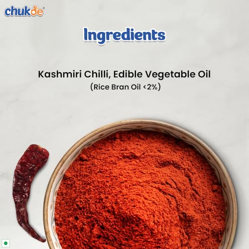 Image of Chukde Kashmiri Lal Mirch Powder, 100g | Natural Rich Red Colour Chilli Powder | Ideal for Tandoori, Punjabi Curries & Marinades | Mild Spicy | No Artificial Colour Added (Pack of 2)