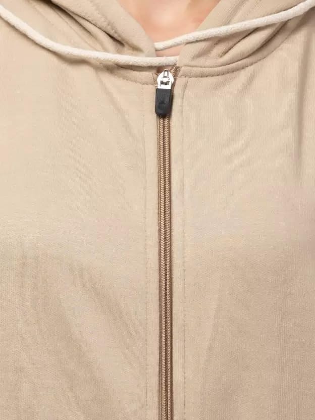 Image of Women's Solid Casual Zipper Cotton Relaxed Fit Sweatshirt for Winter