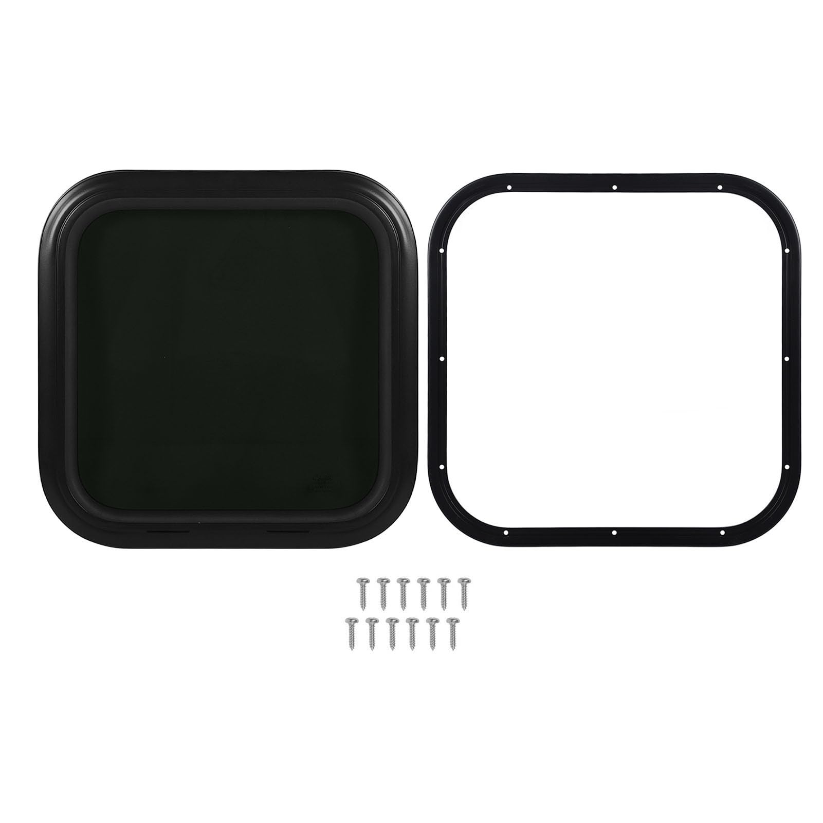 Dioche Okno Wejściowe ze Stałym Oknem do Pojazdów Kempingowych o Wymiarach 450 X 450 Mm Zaokrąglone, Przezroczyste Szkło Okno Drzwi Wejściowych z ą do Przyczep, Przyczep Kempingowych i Pojazdów (