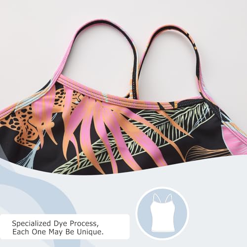 Image of Girls Two Piece Tankini Swimsuits Tie Dye Bathing Suit Kids Hawaiian Swimwear Set 3-16 Years