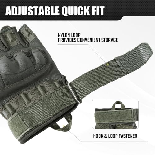 Image of WTACTFUL Fingerless Tactical Gloves Men Women, Breathable Reinforced Palm