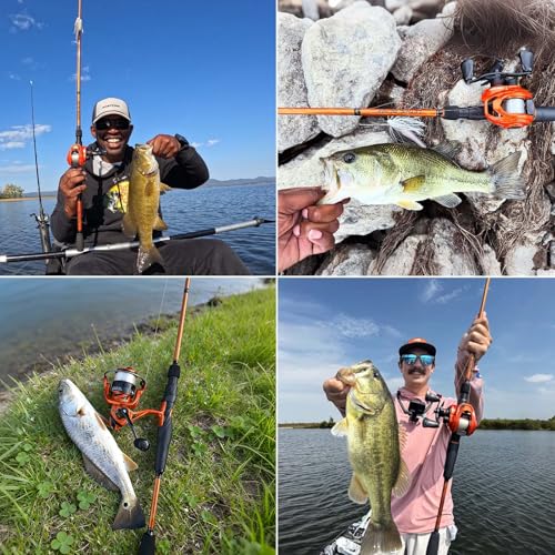 Image of KastKing Lethal Blaze Twin-tip Fishing Rod and Reel Combo, Spinning & Baitcaster Combo, Flame Pattern Design, IM6 Graphite 2Pc Rod with Backup Tip Section, Stainless-Steel Guides, EVA Handle