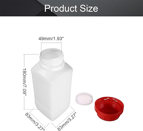 Miniatura 2 de 4 botellas de plástico de 33.8 fl oz33.82 onzas, botella de reactivo químico de laboratorio, recipiente de plástico de boca ancha, contenedor de
