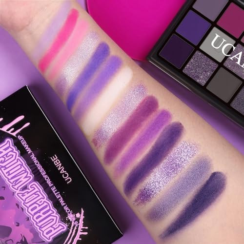 Image of UCANBE Purple Eyeshadow Makeup Palette, 15 Colors Dark Smokey Shimmer Matte Metallic Glitter Eye Shadow Pallet, Violet Lavender Pink Make Up Kit for Cosplay Halloween Ursula Witch Costume Parties