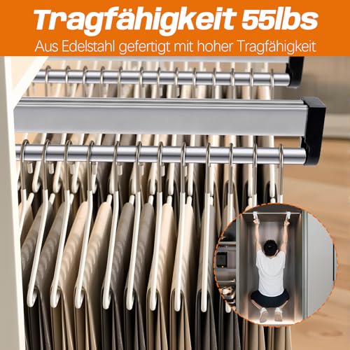 Ausziehbare Kleiderstange zum Herausziehen der Kleiderbügel, Verstellbarer HosenaufhäNgung Ausziehbar Kleiderschrank Teleskopstange Kleiderstange Kleiderbügel für Hosen, Kleidung - 350mm