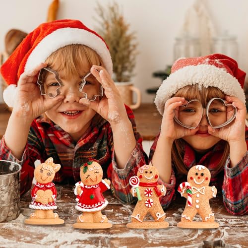 Hiawbon SDJBRTZ001 4Pcs Gingerbread Man Figurines, Christmas Gingerbread Man Ornaments thumb #3
