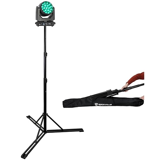 American DJ ADJ Focus Flex L19 Bundle: 19 x 40-Watt RGBL LED DMX Moving Head Light with Pixel FX, RLS2 10 ft Lighting Stand with Flat-Base Legs and Carry Bag, 2-Items