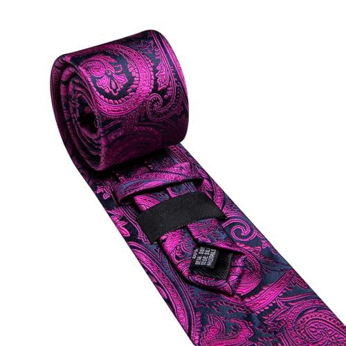 Image of YOHOWA Mens Ties Set Wedding Paisley Neckties with Handkerchief Cufflinks Formal Business