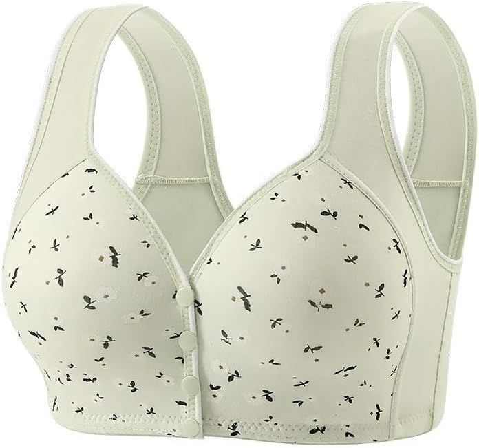 Women's Wireless Bra Front Snap Closure No Underwire Push Up Beauty Back Bras Support Posture Floral Print Brassaiere